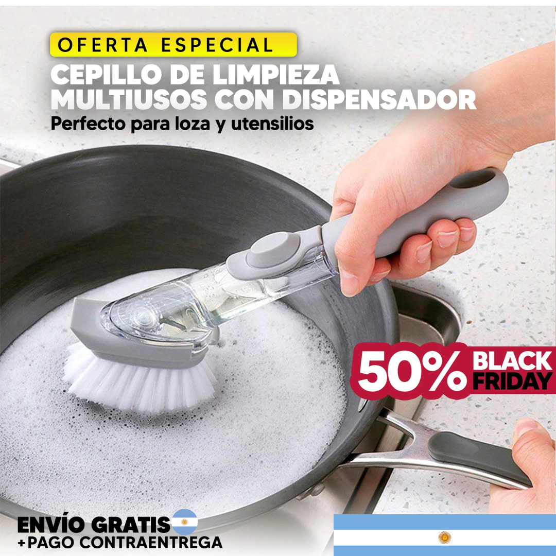 Cepillo de Limpieza Multiusos con Dispensador: Perfecto para Loza y Utensilios