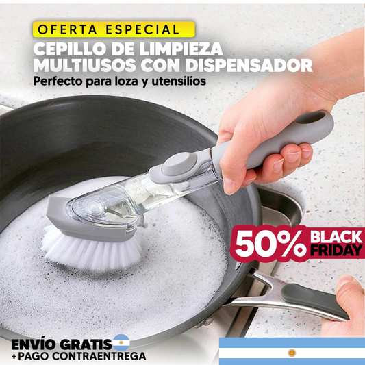 Cepillo de Limpieza Multiusos con Dispensador: Perfecto para Loza y Utensilios